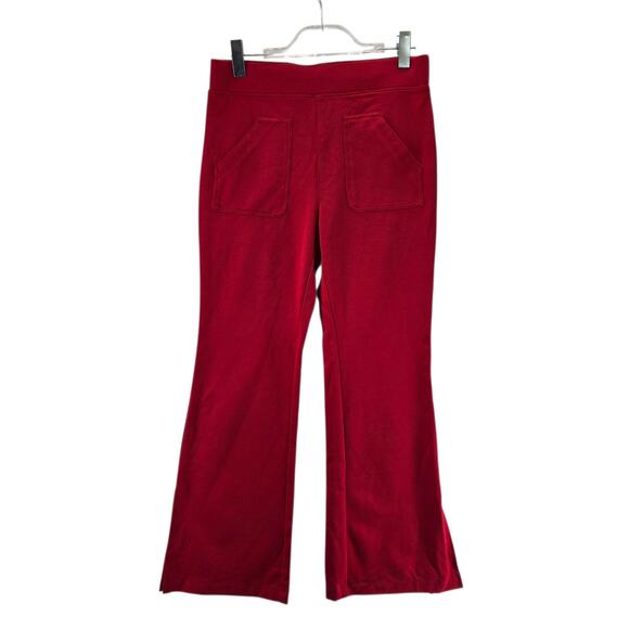 Anthropologie Maeve Wide Leg Pants Womens Medium Petite Red Pull On Knit Stretch - Picture 3 of 11